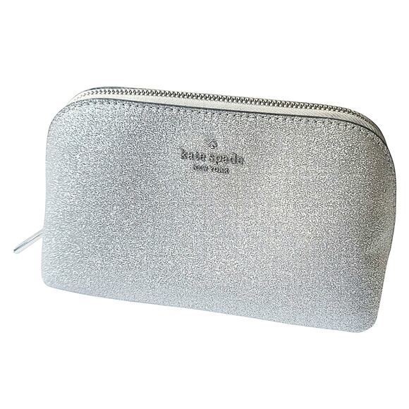 KATE SPATE COSMETIC CASE SHIMMY GLITTER SILVER LUNAR LIGHT NEW! - Picture 3 of 3